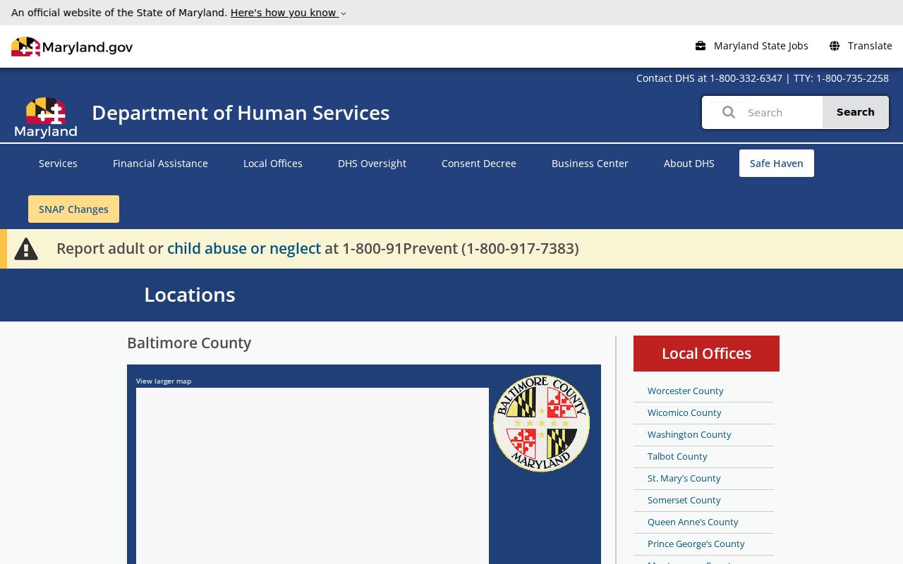 Baltimore County child support office that handles accounts tied to active child support warrants